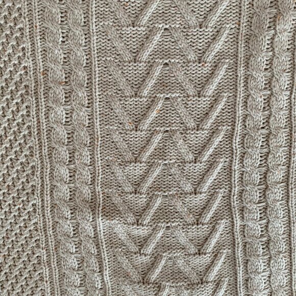 BDG Urban Outfitters Women Cable Knit Sweater XSmall Cream Fisherman Elbow Patch - Picture 7 of 14